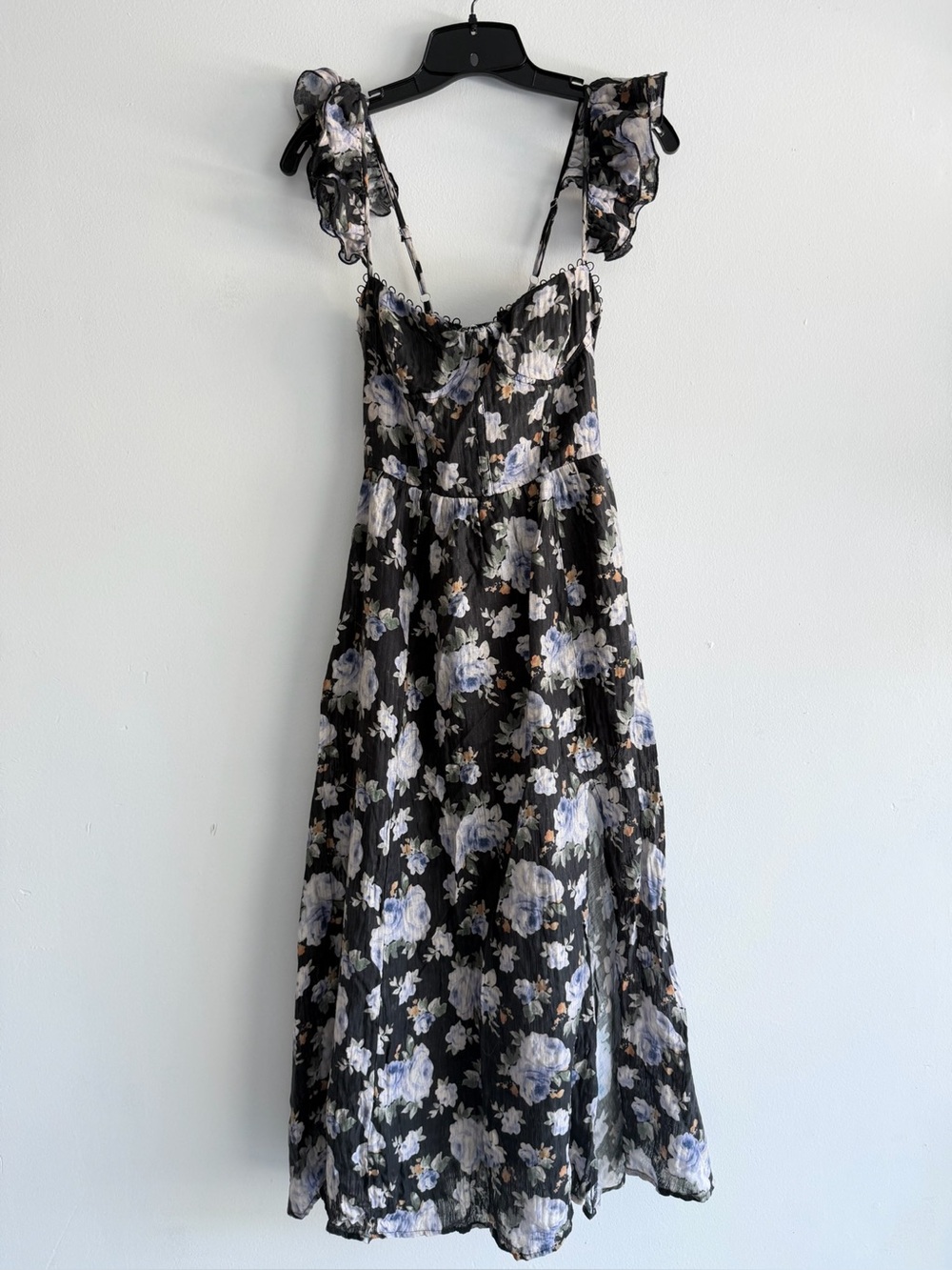 ASTR the Label Wedelia Black Blue Floral Bustier Midi Dress Small 8207 - Picture 5 of 14